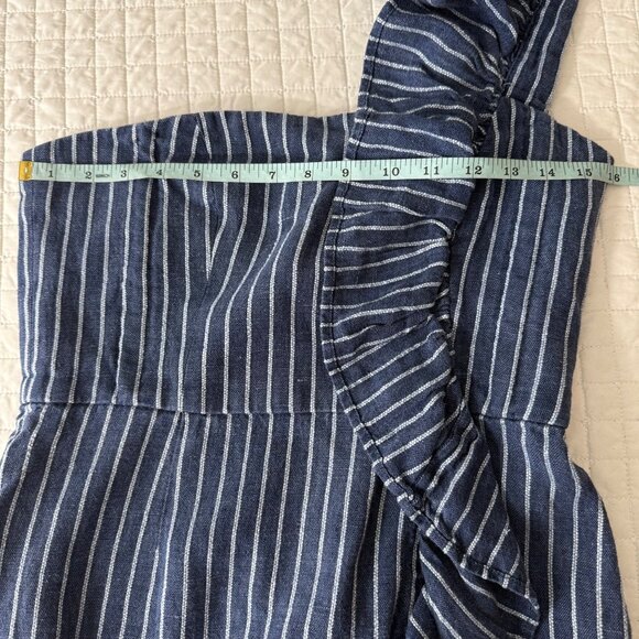 Alexis Konner one-shoulder striped mini dress in a blue and white linen blend, M - Picture 10 of 14